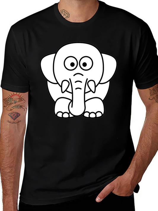 Cute Elephant Graphic Tee - Black Cotton T-Shirt