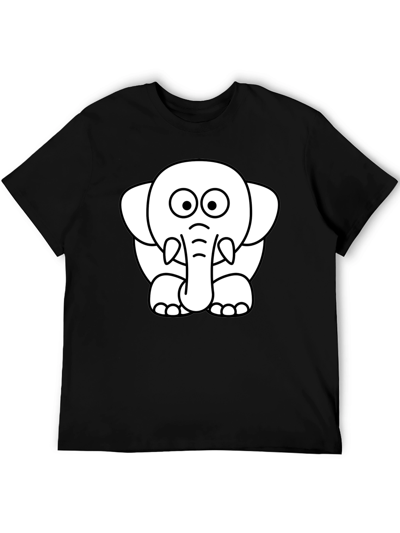 Cute Elephant Graphic Tee - Black Cotton T-Shirt