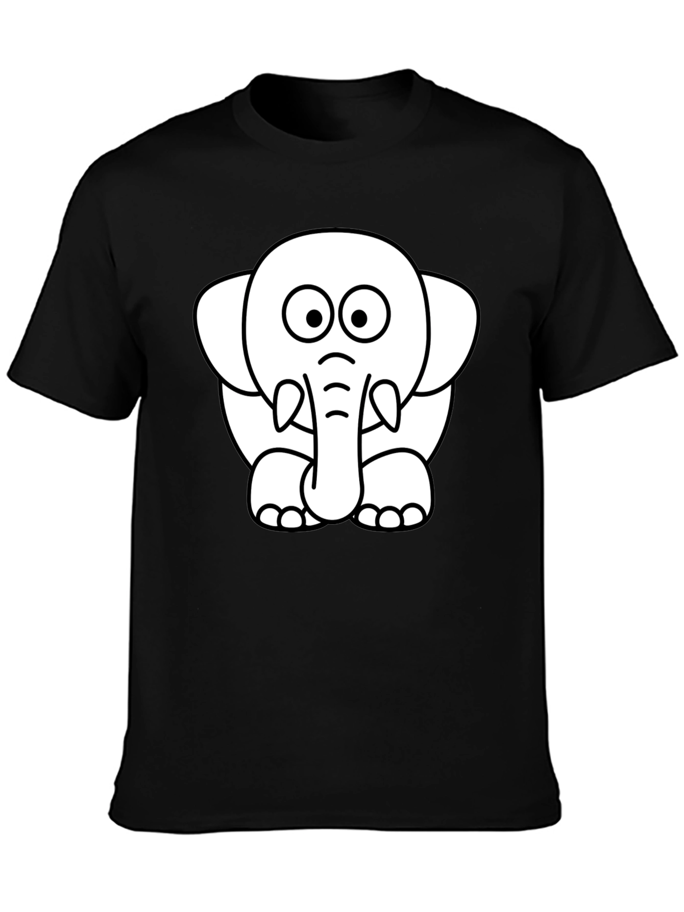 Cute Elephant Graphic Tee - Black Cotton T-Shirt