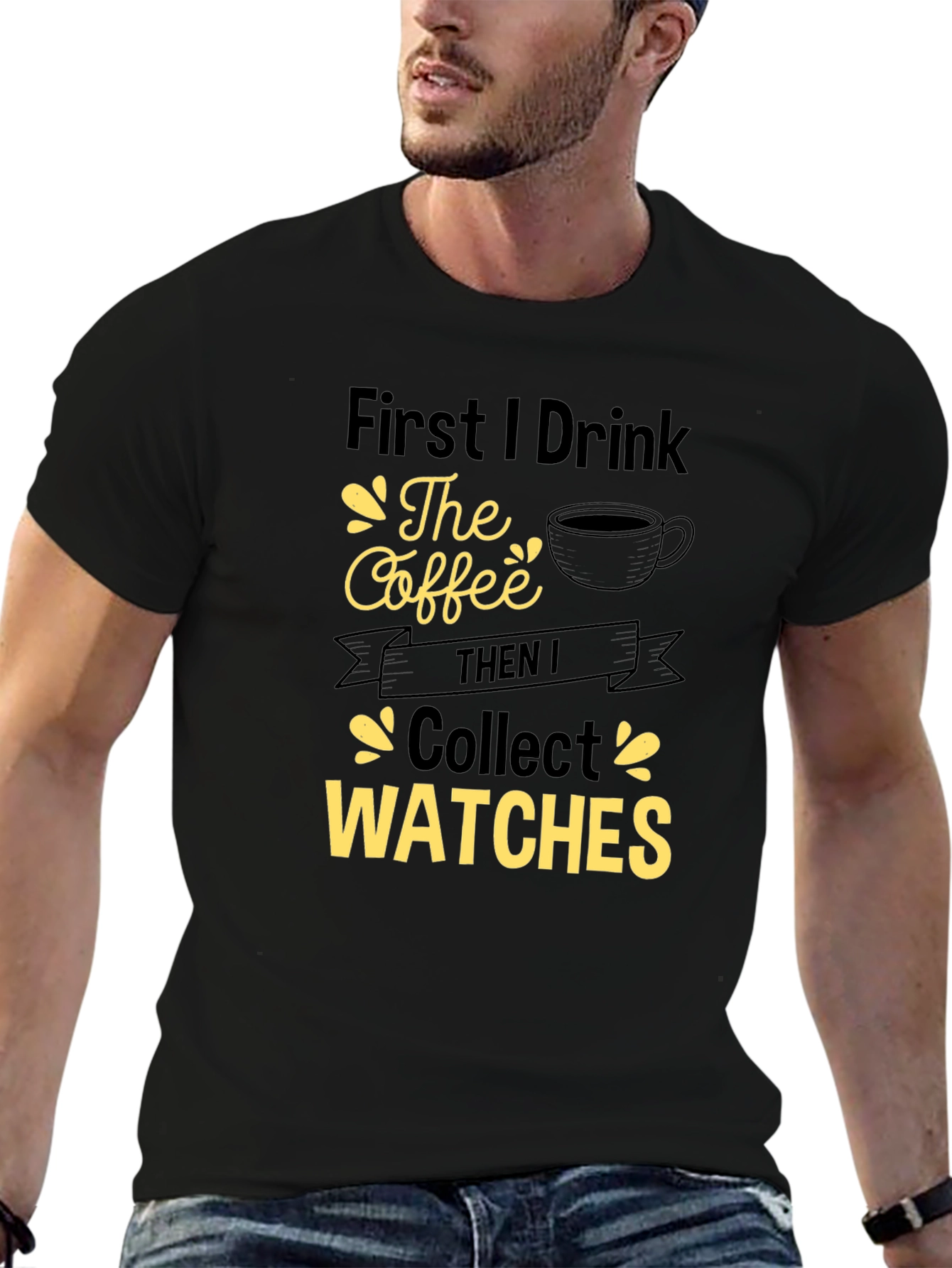 Coffee & Watches Graphic Tee - Black