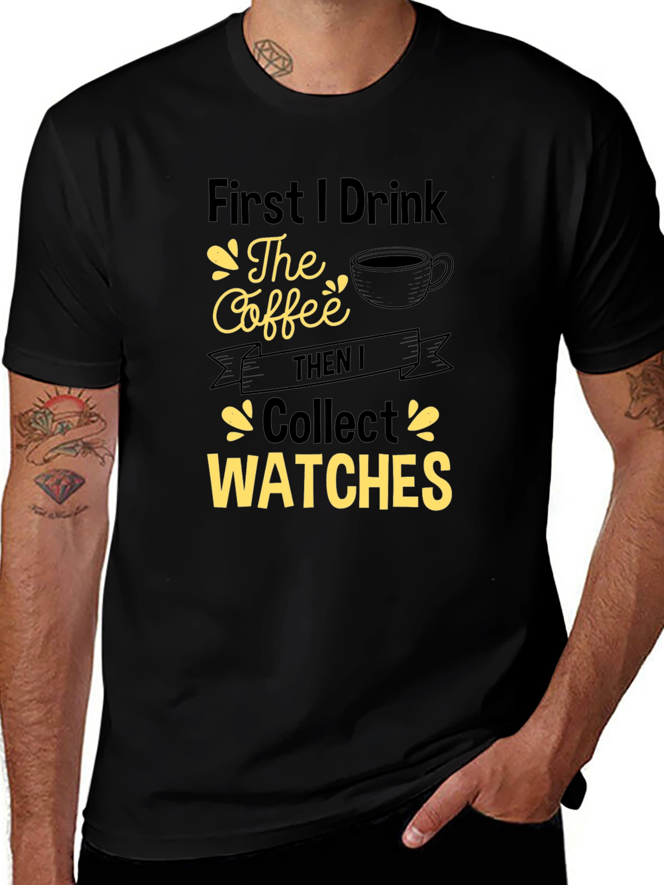 Coffee & Watches Graphic Tee - Black