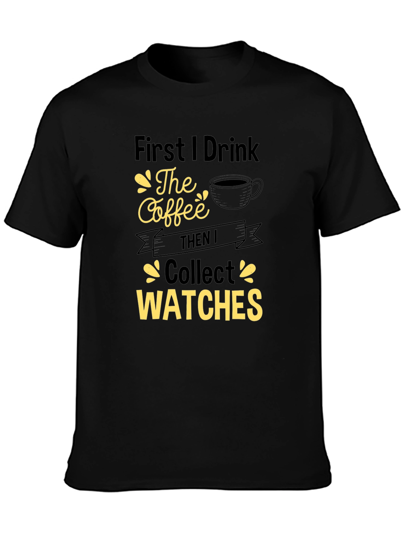 Coffee & Watches Graphic Tee - Black