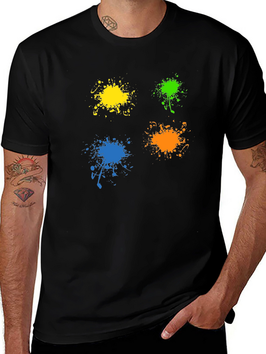 Colorful Splatter Print Crew Neck T-Shirt
