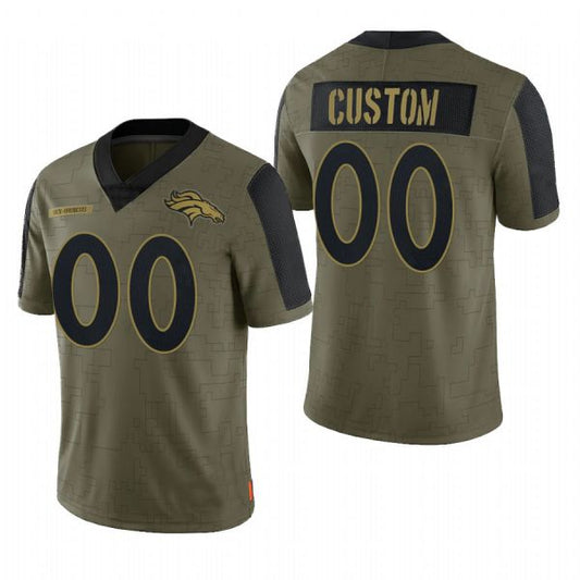 Custom1 Denver Broncos Olive 2021 Salute To Service Limited Football Jerseys
