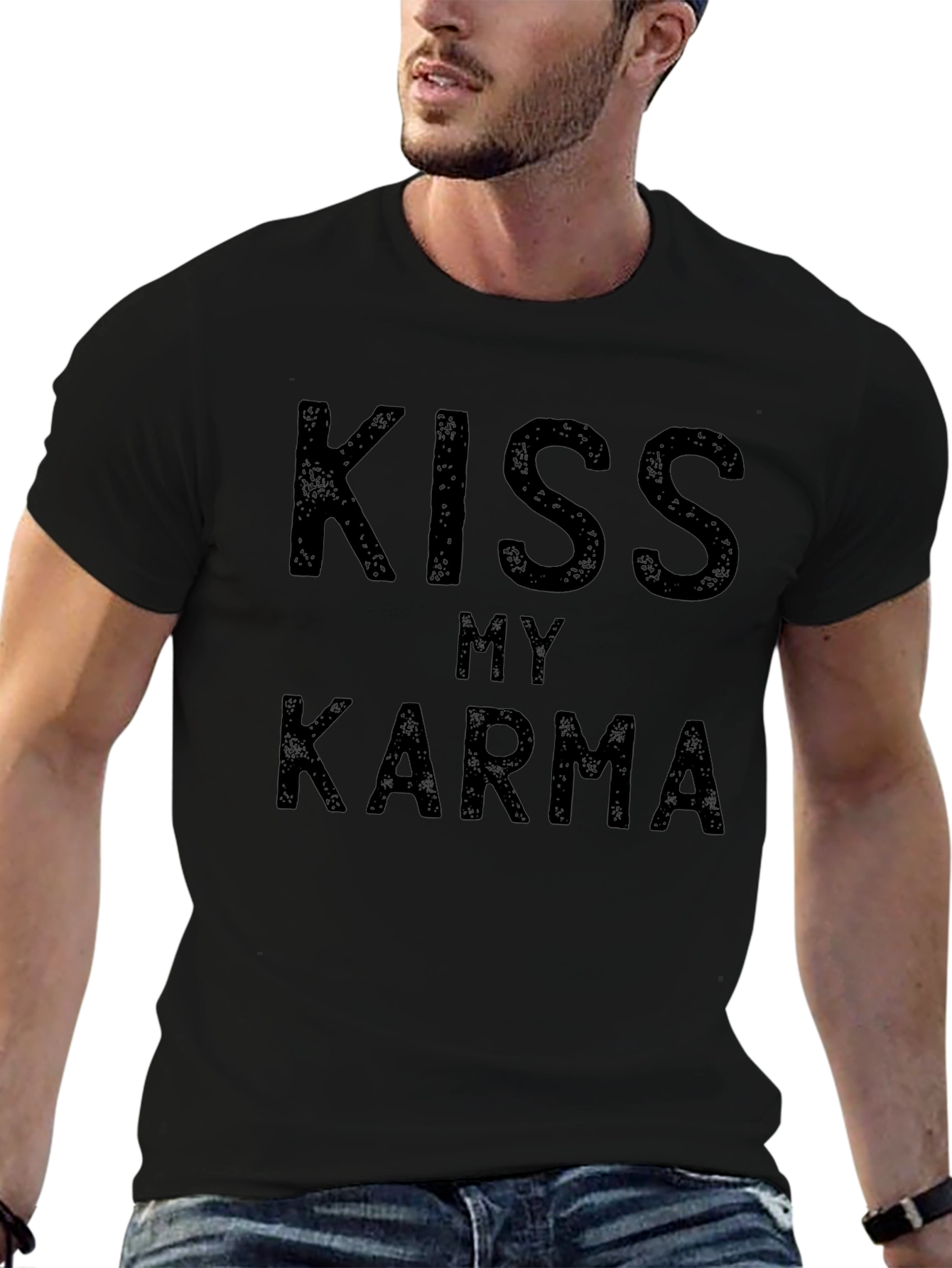 Kiss My Karma Black T-Shirt - Mens Graphic Tee