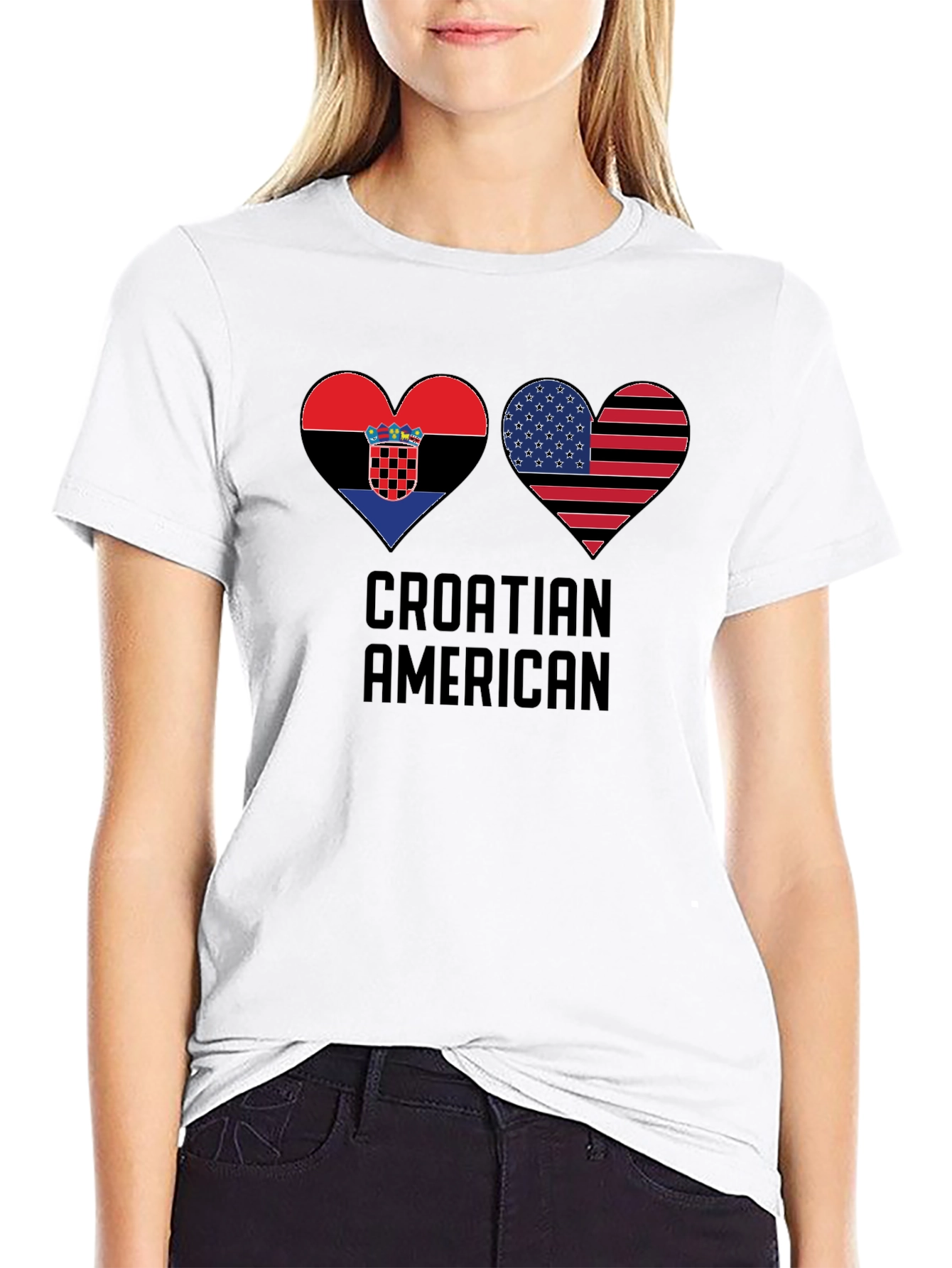 Croatia USA Heart Pride T-Shirt - Croatian American