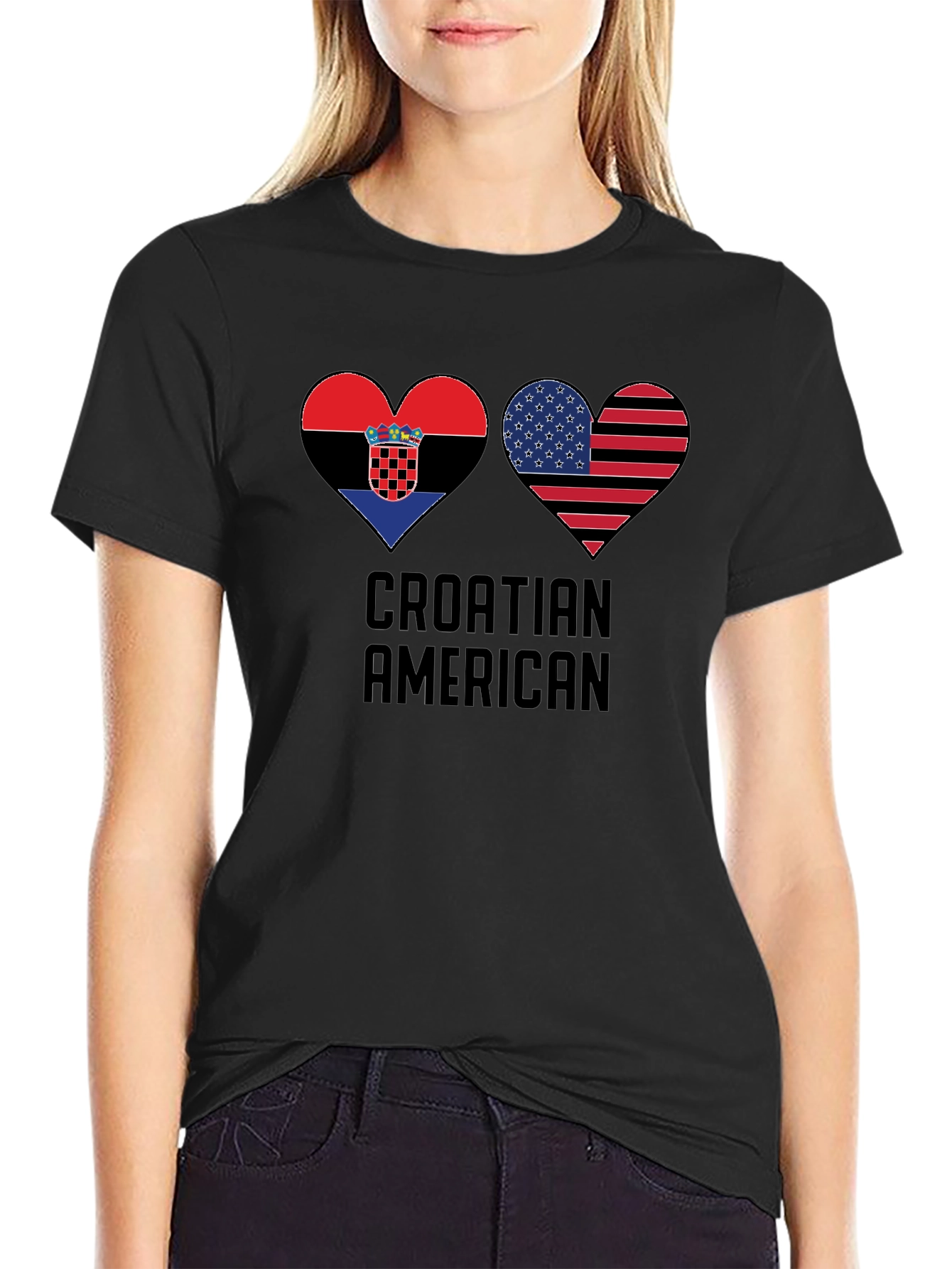 Croatia USA Heart Pride T-Shirt - Croatian American