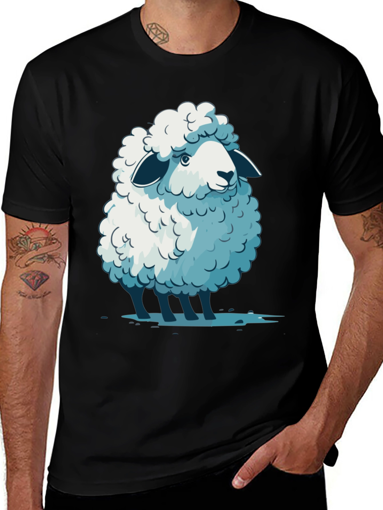 Cute Sheep Graphic Tee - Soft Cotton Blend T-Shirt