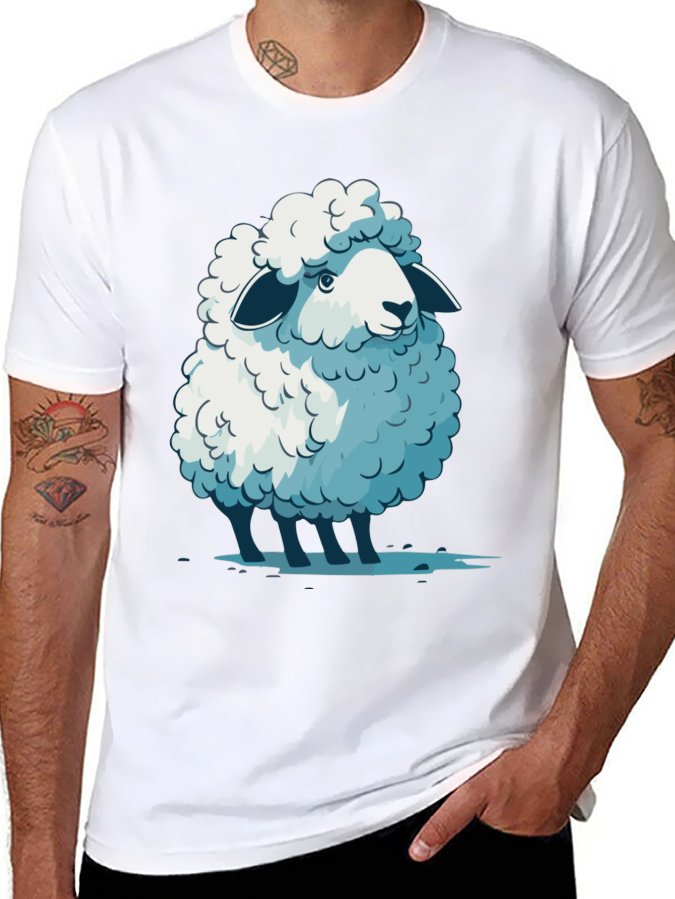 Cute Sheep Graphic Tee - Soft Cotton Blend T-Shirt