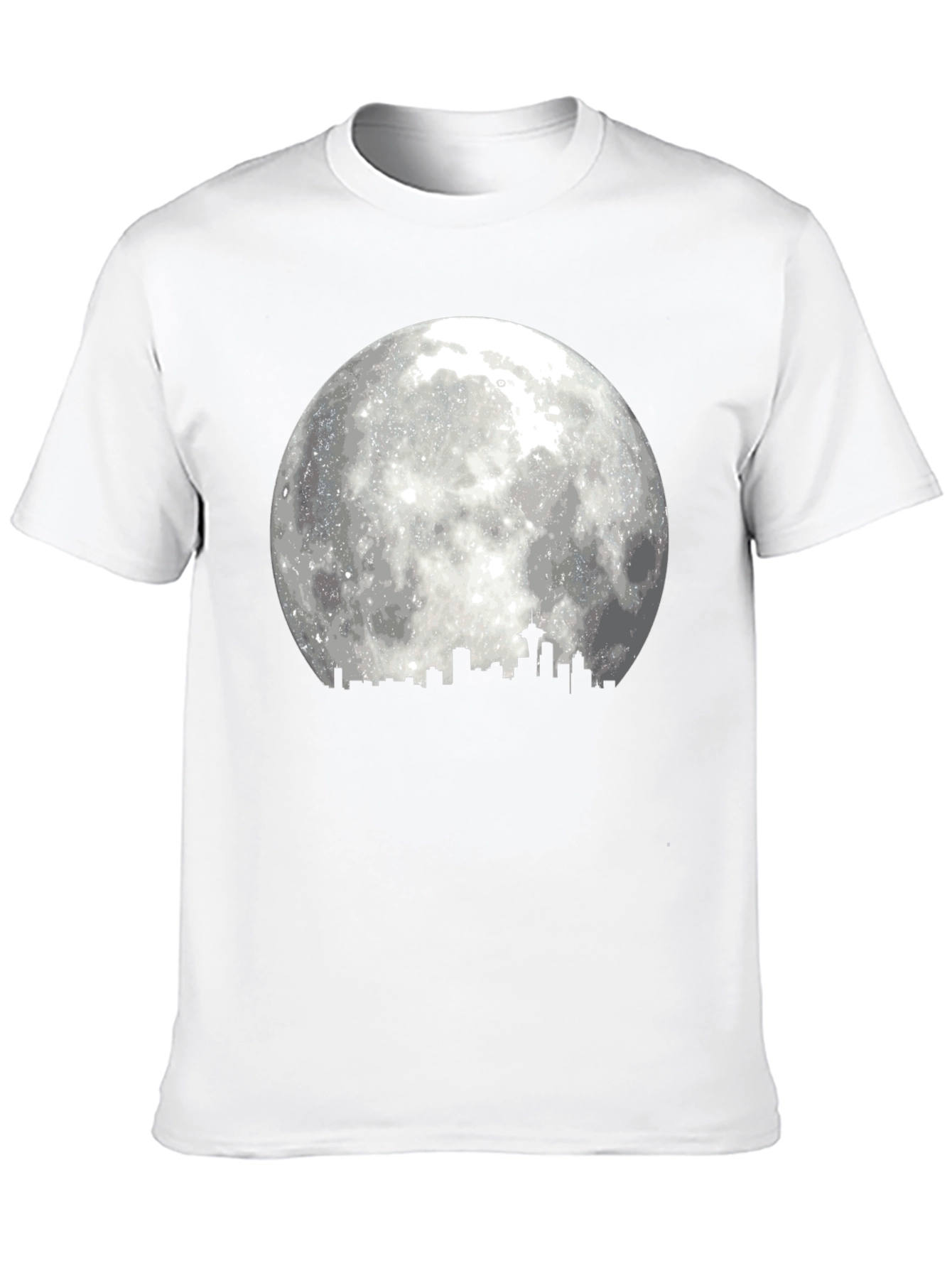 Seattle Skyline Moon T-Shirt - Black Graphic Tee