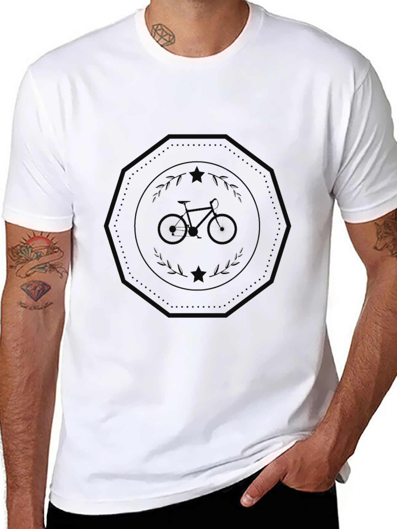 Mens Black Graphic Tee - Bicycle Design