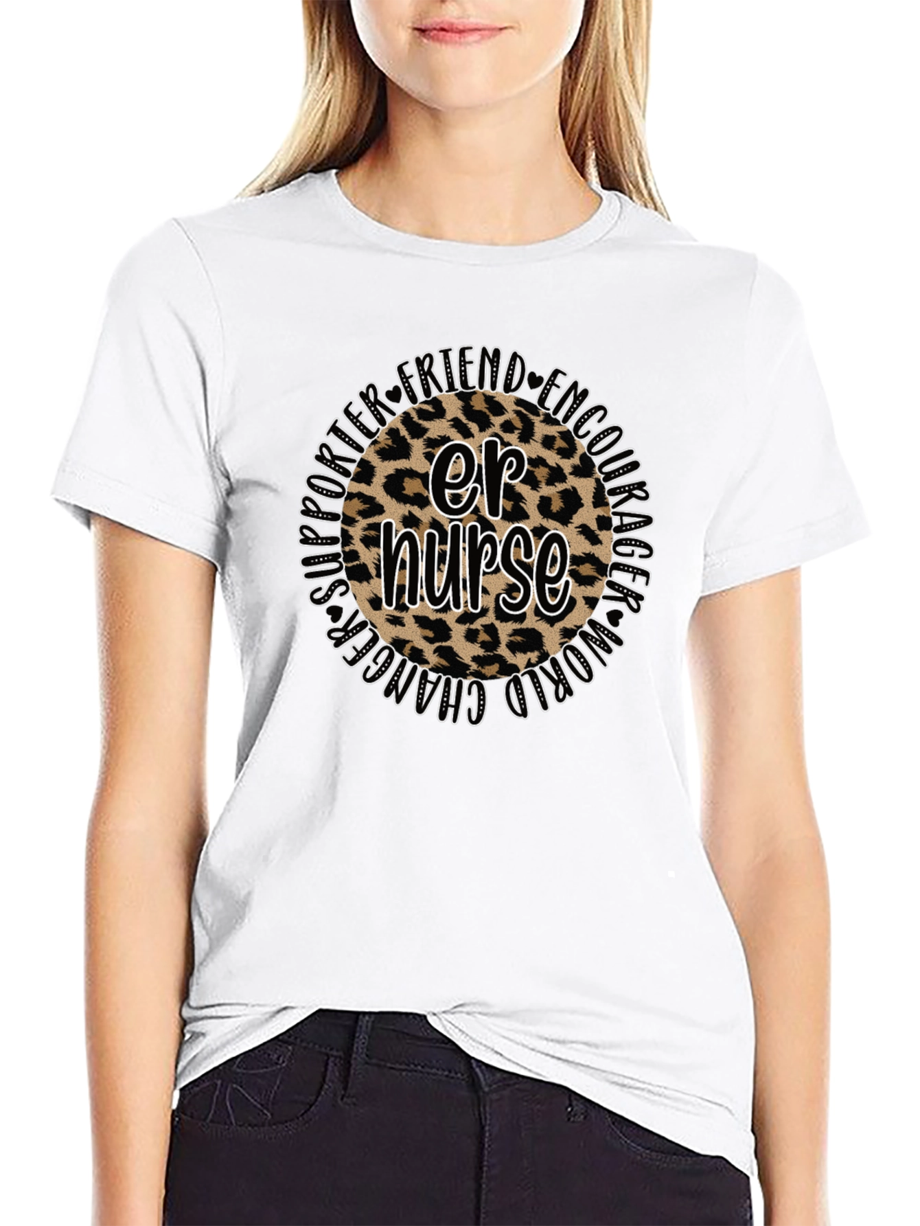 ER Nurse Leopard Print Graphic T-Shirt