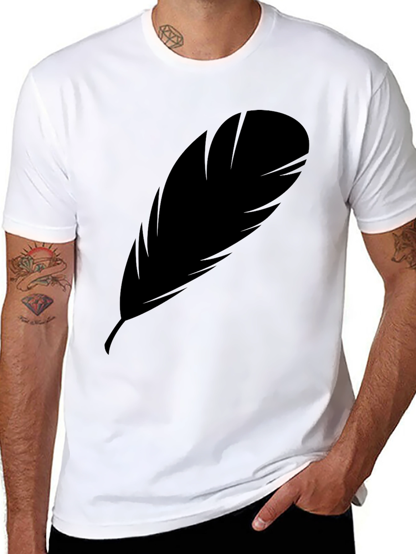 Mens Feather Graphic Black T-Shirt