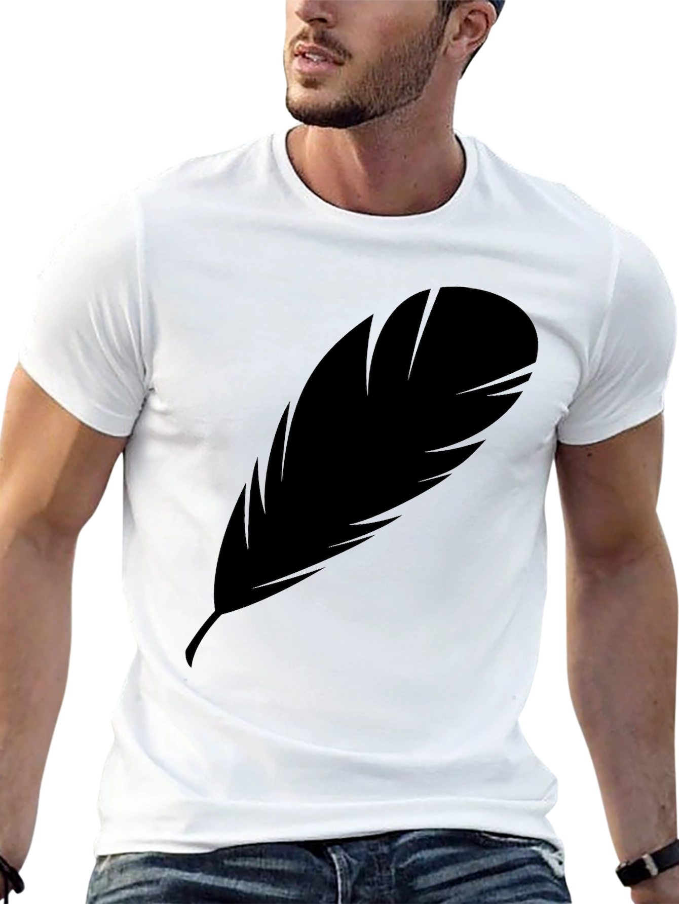 Mens Feather Graphic Black T-Shirt