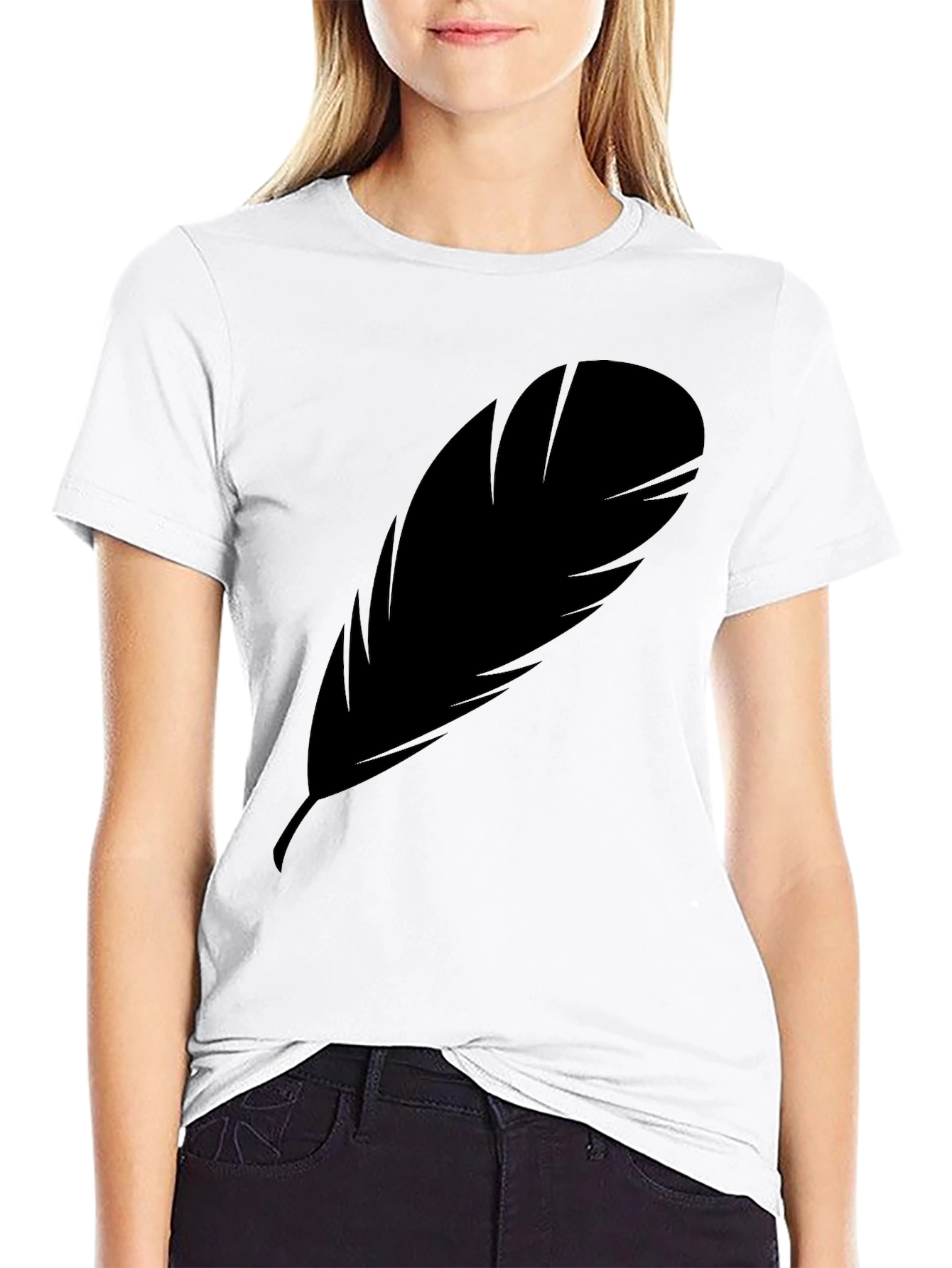 Mens Feather Graphic Black T-Shirt