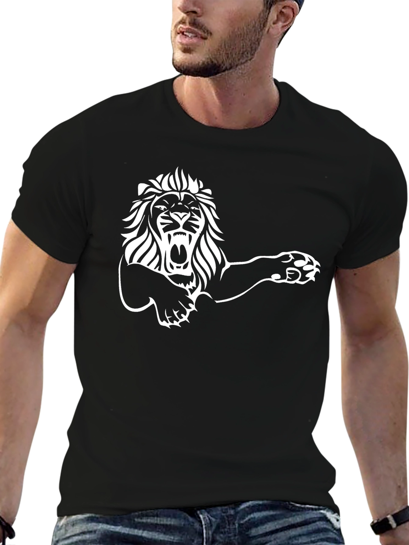 Roaring Lion Graphic Tee - Black Cotton T-Shirt