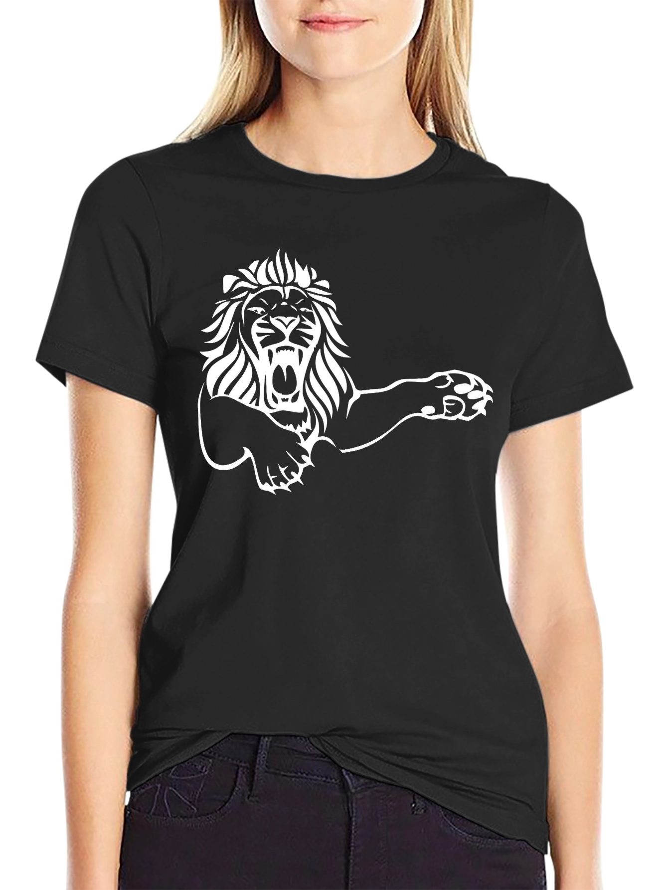 Roaring Lion Graphic Tee - Black Cotton T-Shirt
