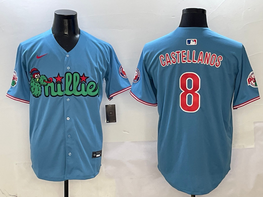 Men's Philadelphia Phillies Nick Castellanos #8 Blue Player Jerseys