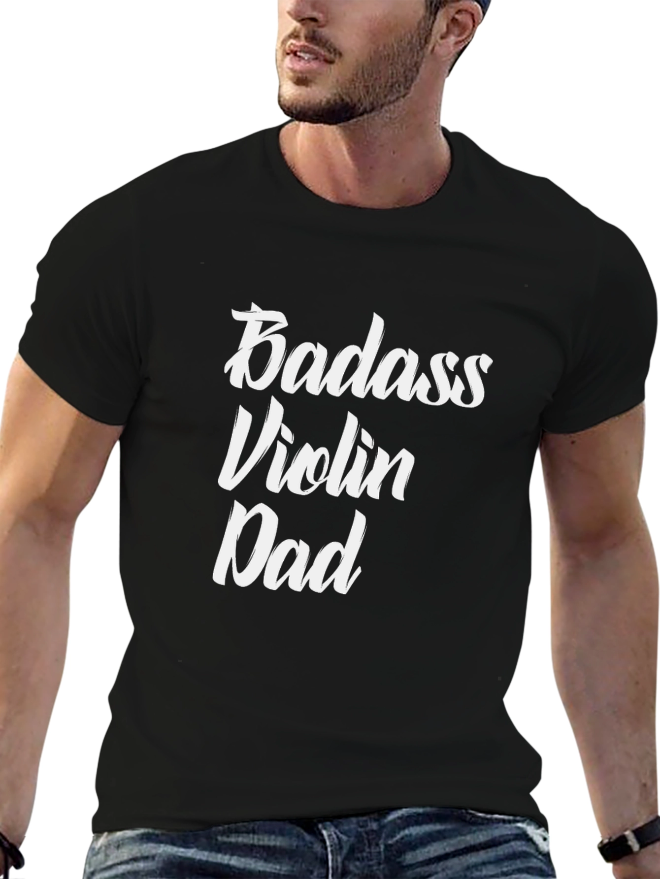 Badass Violin Dad Graphic Tee - Black T-Shirt