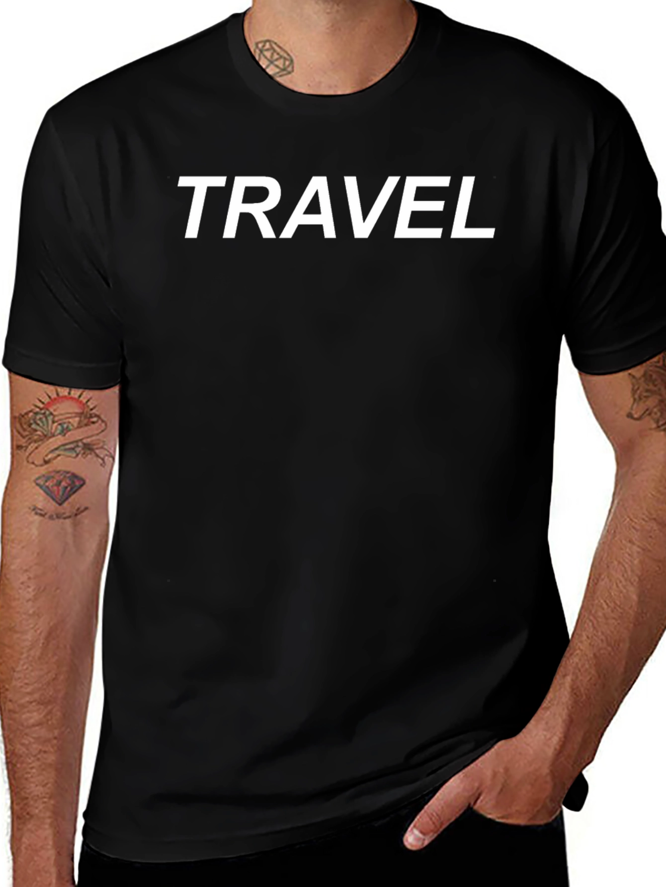 Travel Graphic Tee - Black Casual T-Shirt