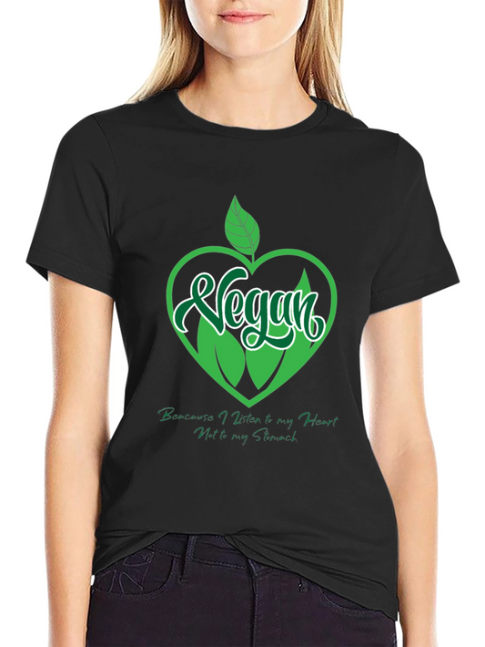 Vegan Heart Graphic T-Shirt - Black
