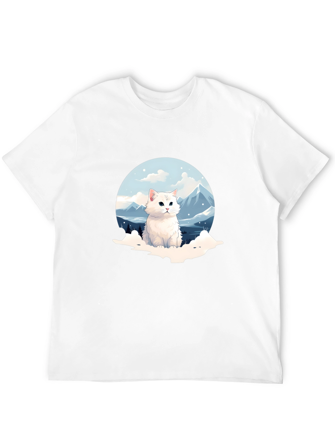 Cute Cat Mountain Scene Graphic Tee
