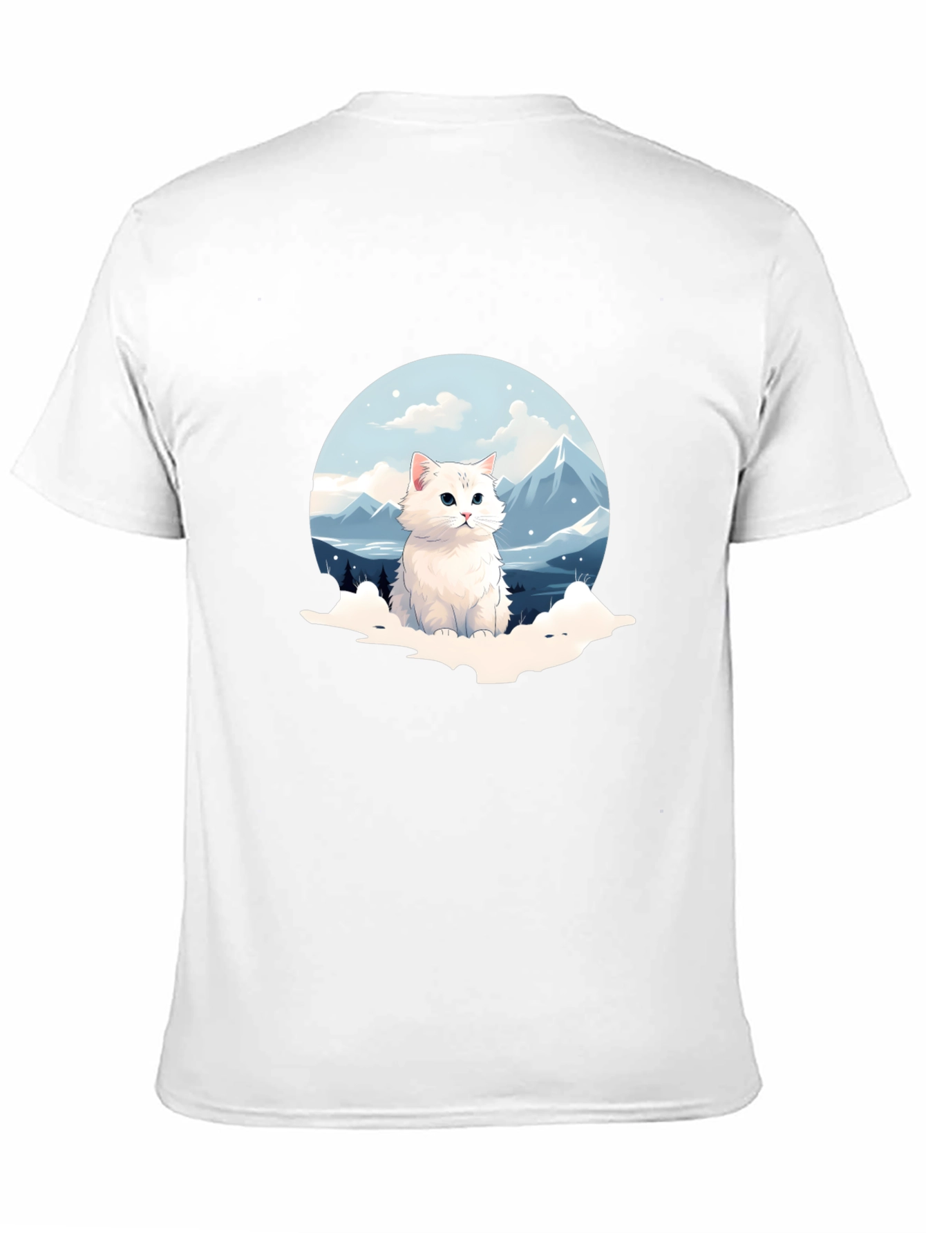 Cute Cat Mountain Scene Graphic Tee