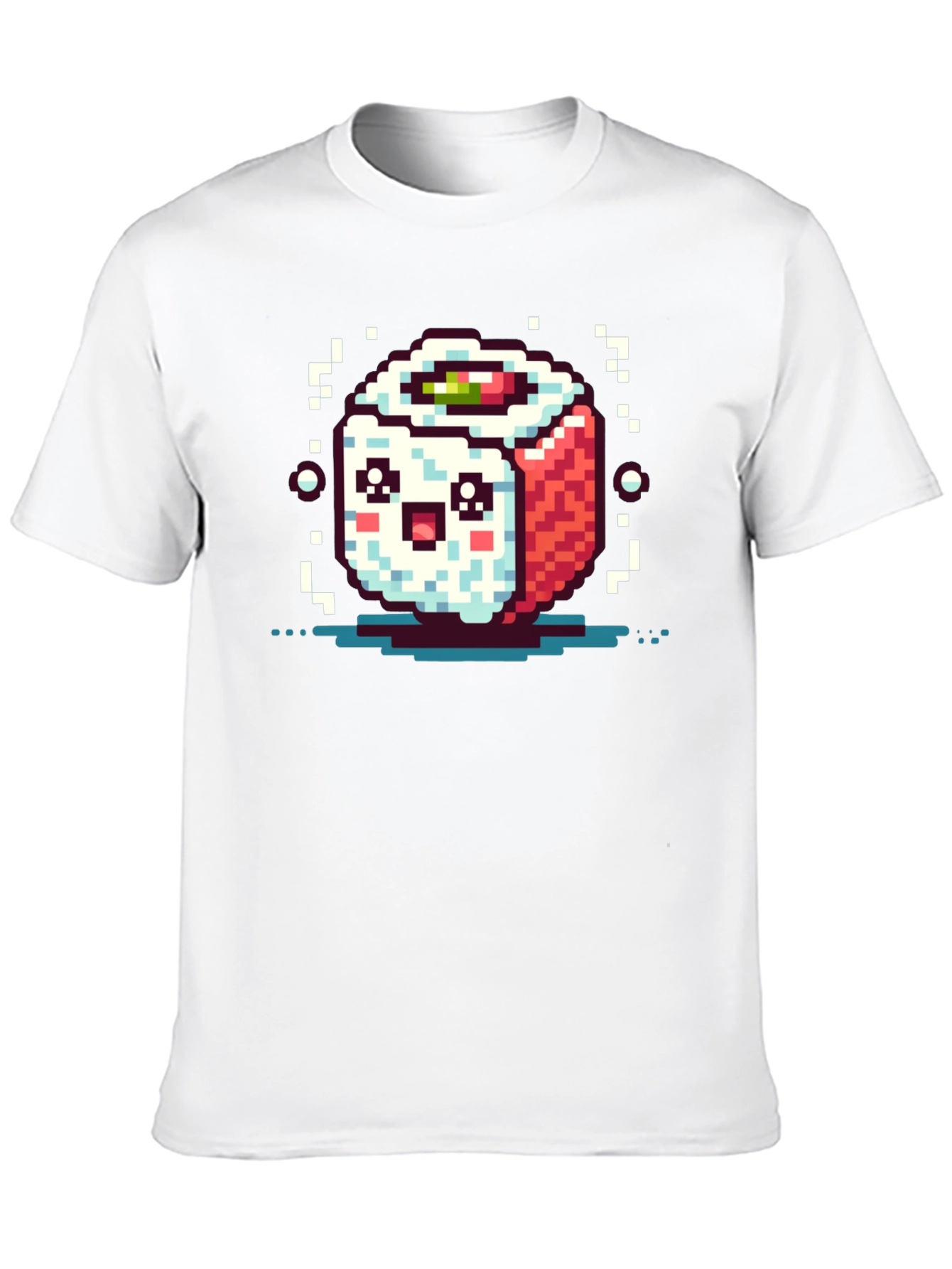 Pixel Art Sushi Roll Black T-Shirt