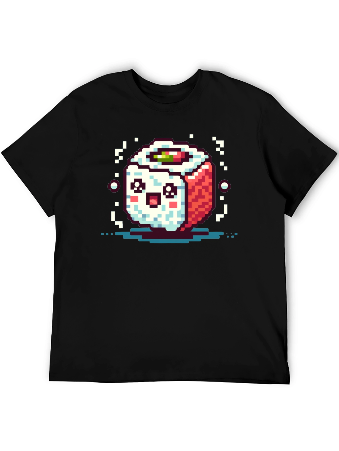 Pixel Art Sushi Roll Black T-Shirt