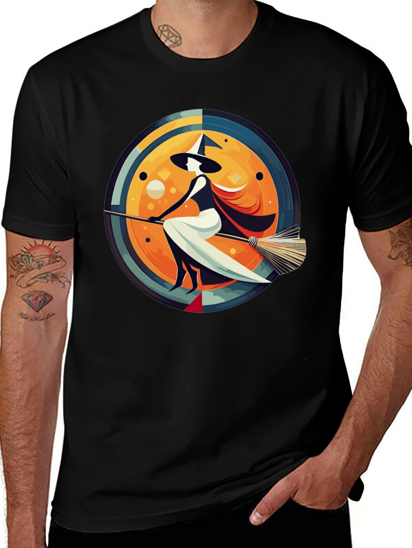Whimsical Witch Graphic Tee - Stylish Halloween T-Shirt