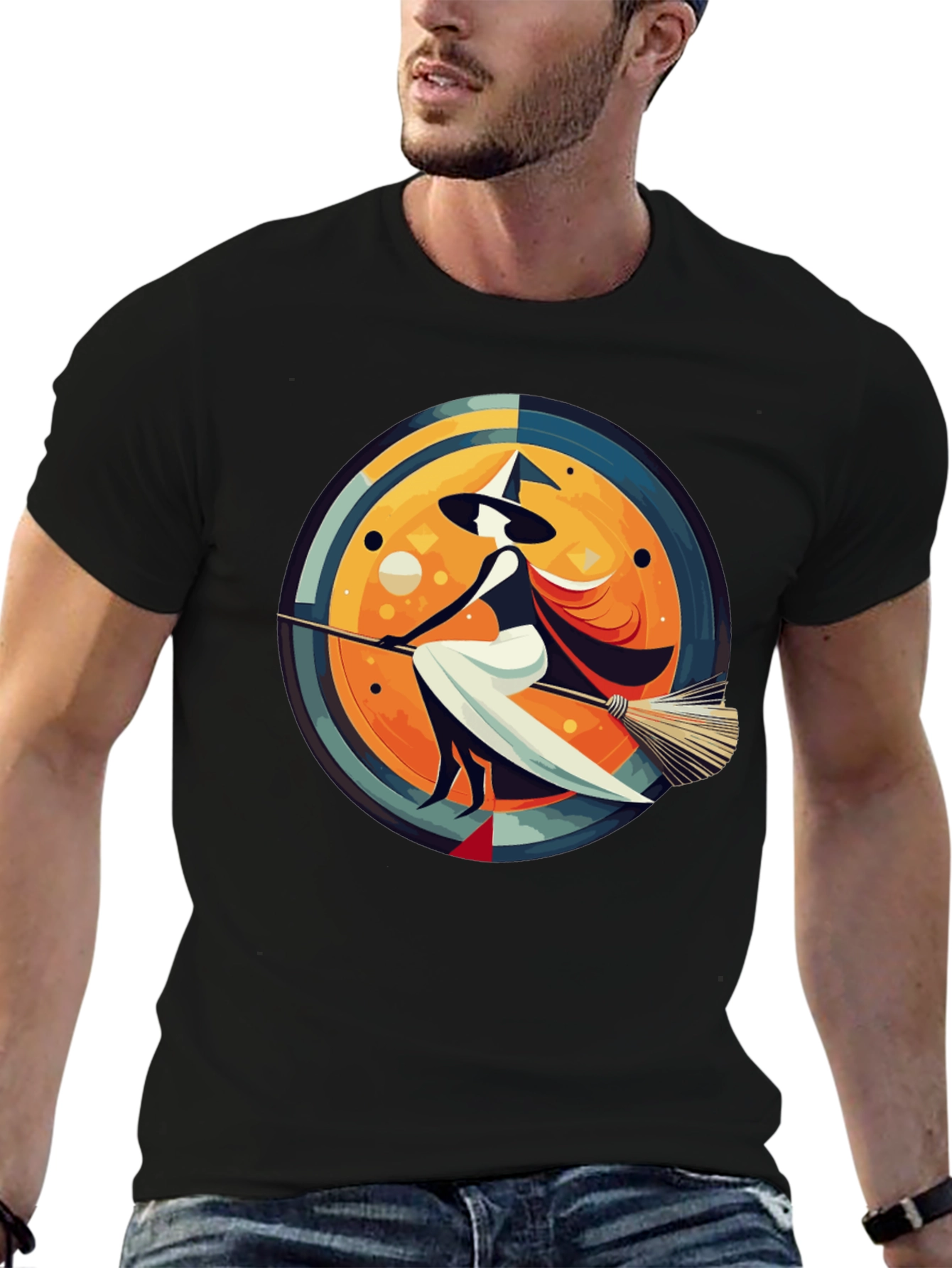 Whimsical Witch Graphic Tee - Stylish Halloween T-Shirt