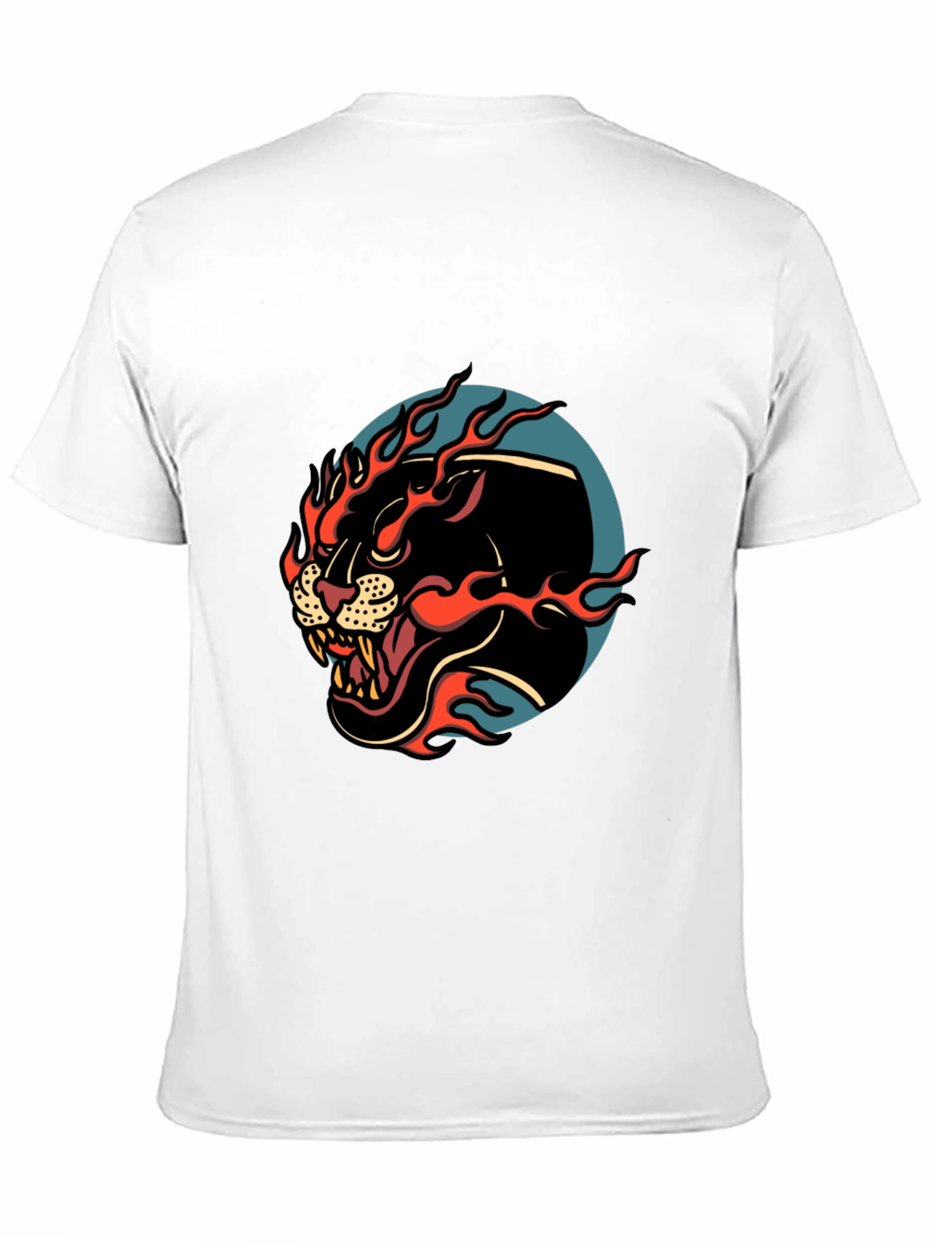 Mens Black Graphic Tee - Fiery Panther Design