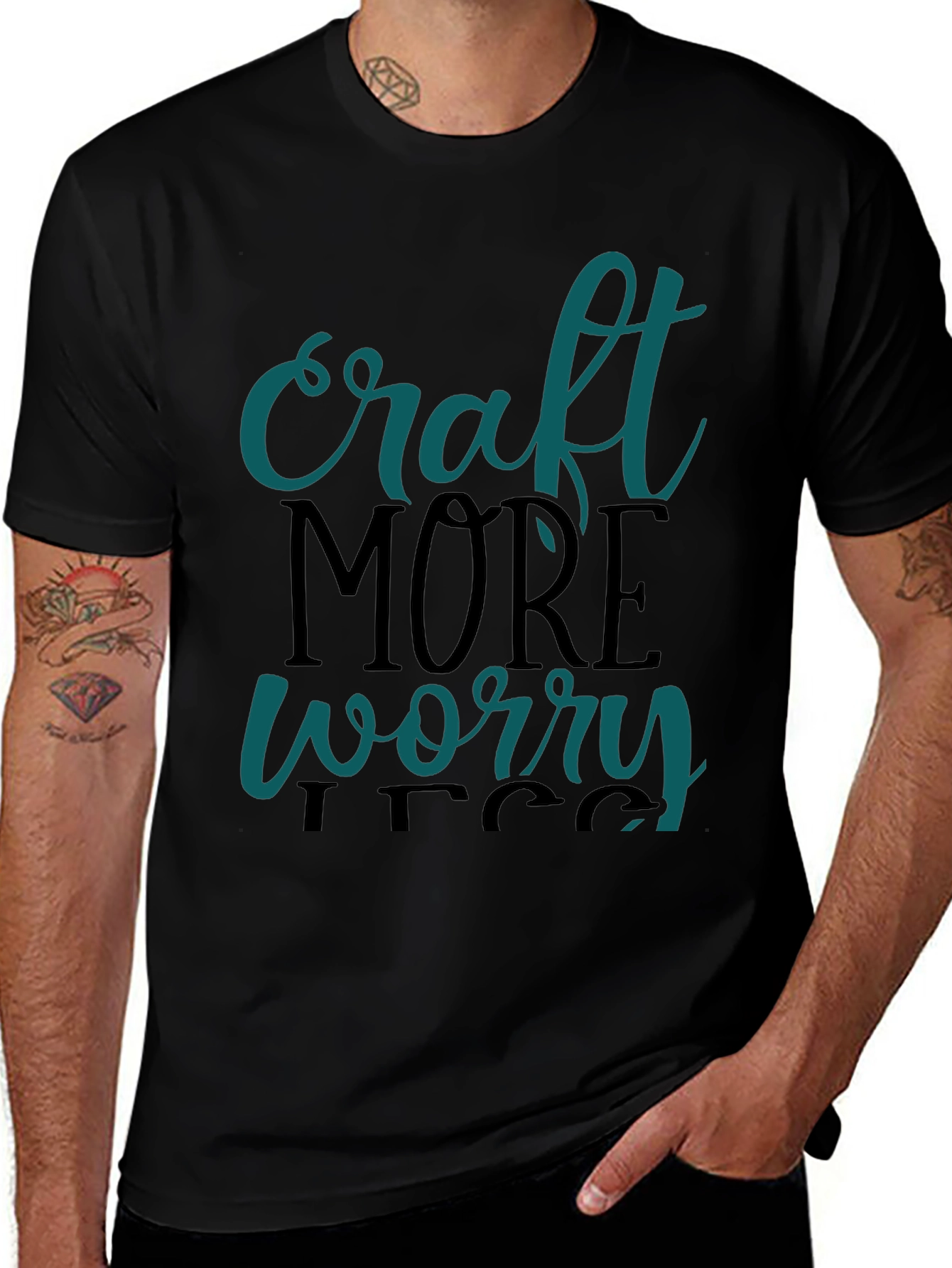 Craft More Worry Less Black Graphic Tee
