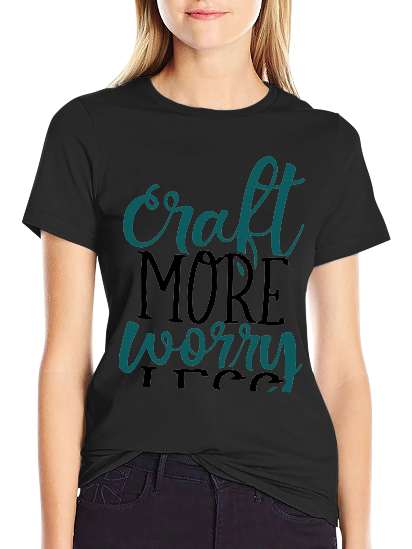 Craft More Worry Less Black Graphic Tee