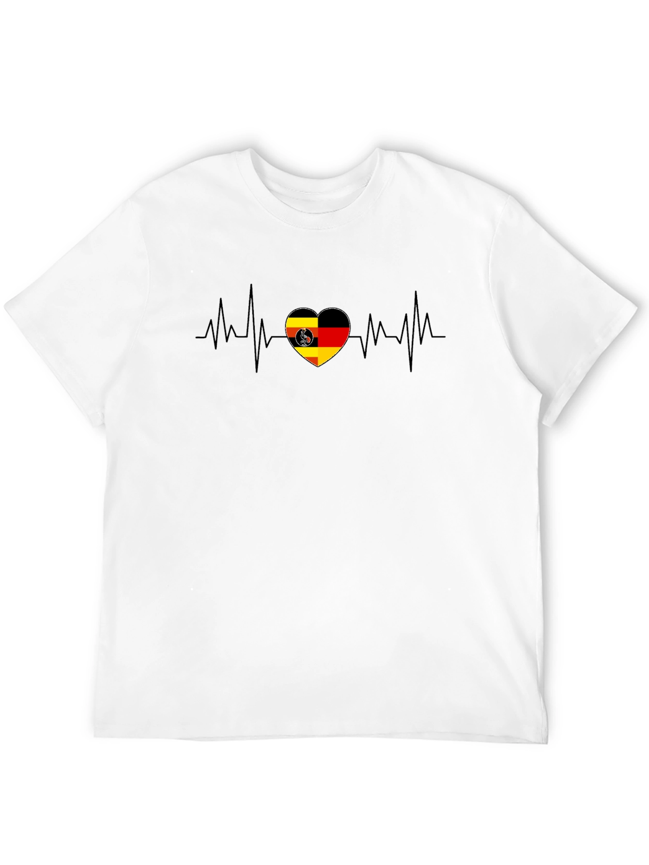 German Heartbeat T-Shirt - Black Casual Tee