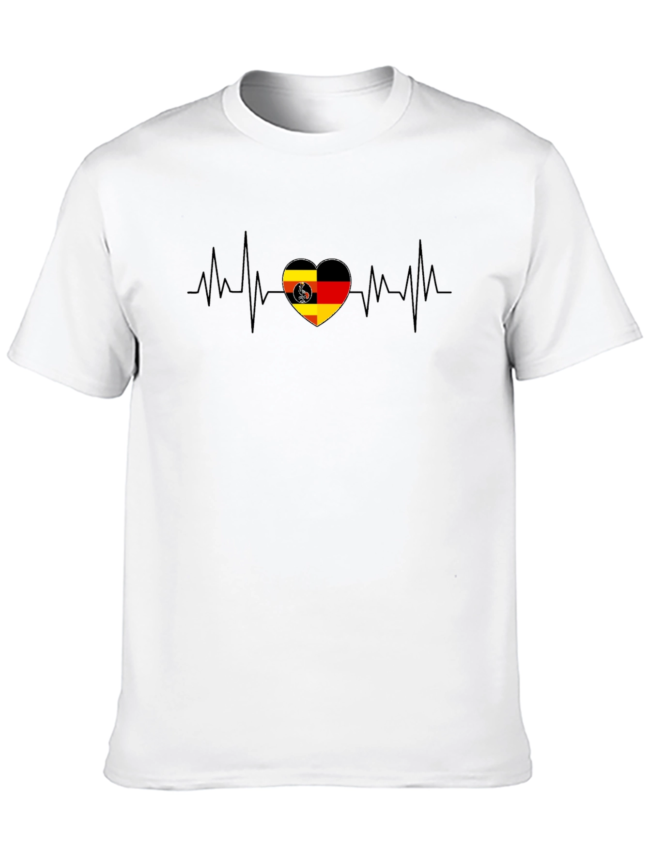 German Heartbeat T-Shirt - Black Casual Tee