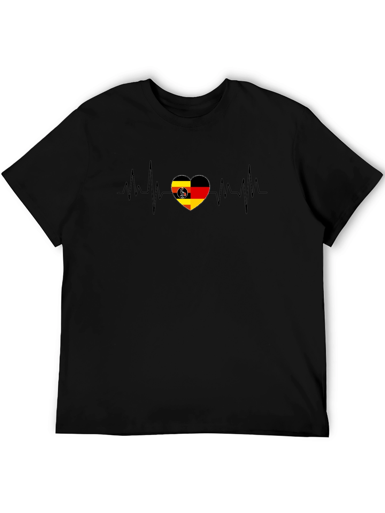 German Heartbeat T-Shirt - Black Casual Tee