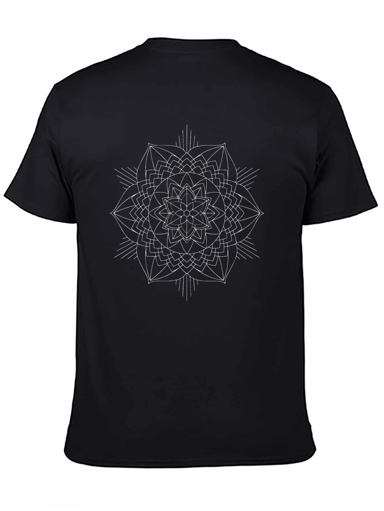 Geometric Mandala Graphic Tee - Black Cotton Comfort