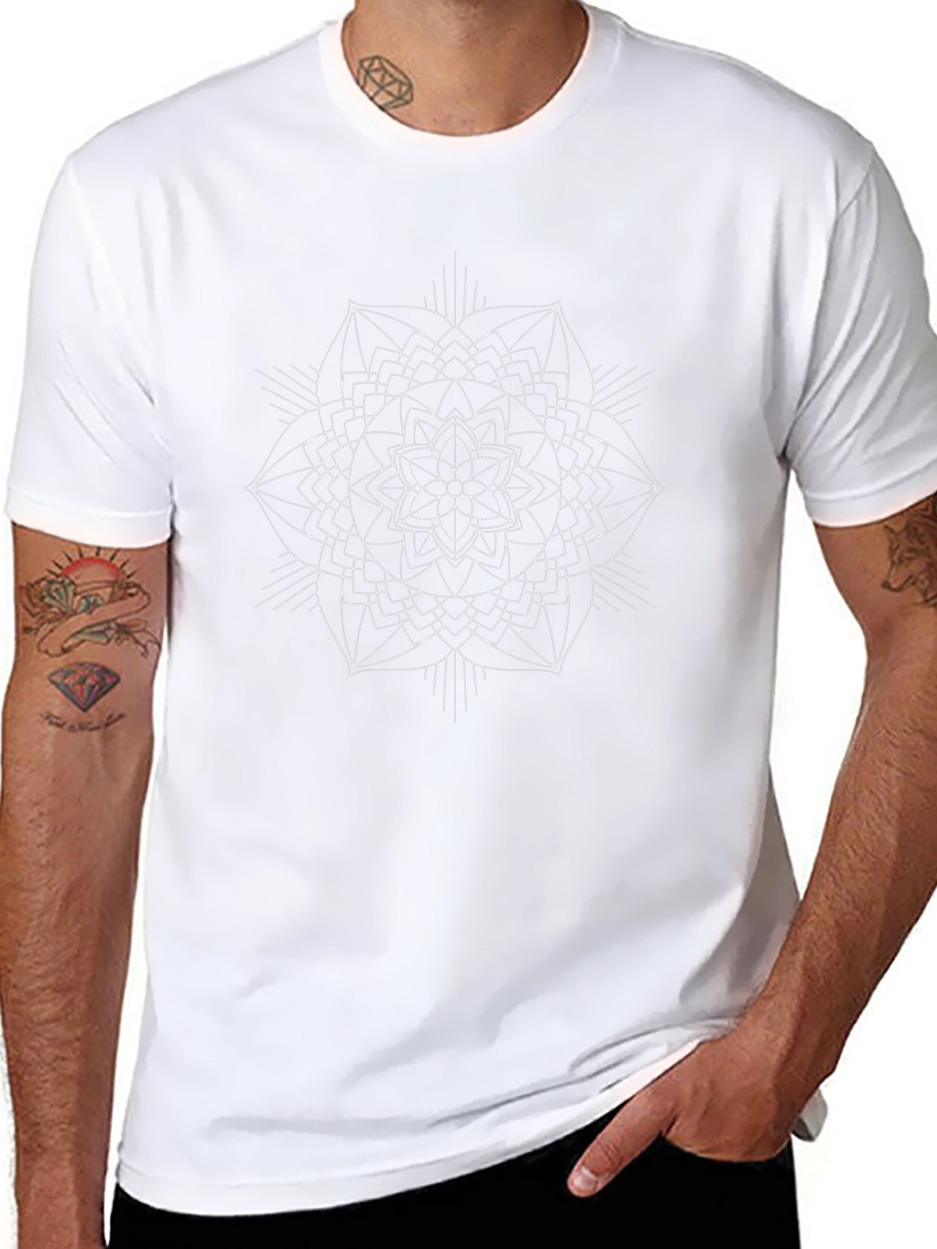 Geometric Mandala Graphic Tee - Black Cotton Comfort