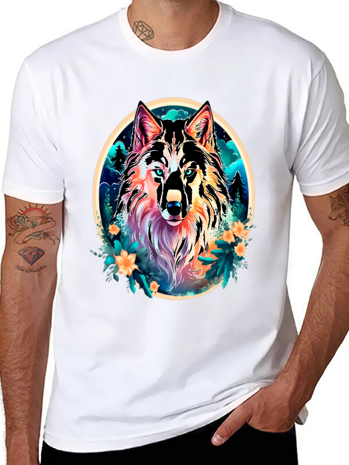 Wolf Graphic Tee - Stylish Mens Black T-Shirt