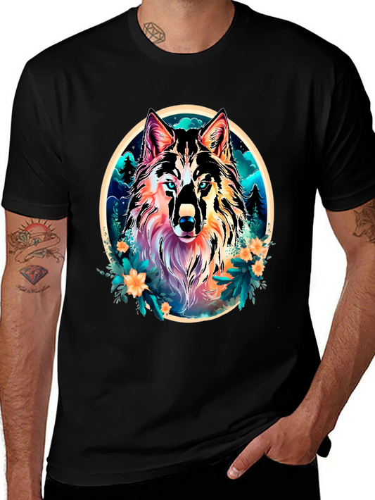 Wolf Graphic Tee - Stylish Mens Black T-Shirt