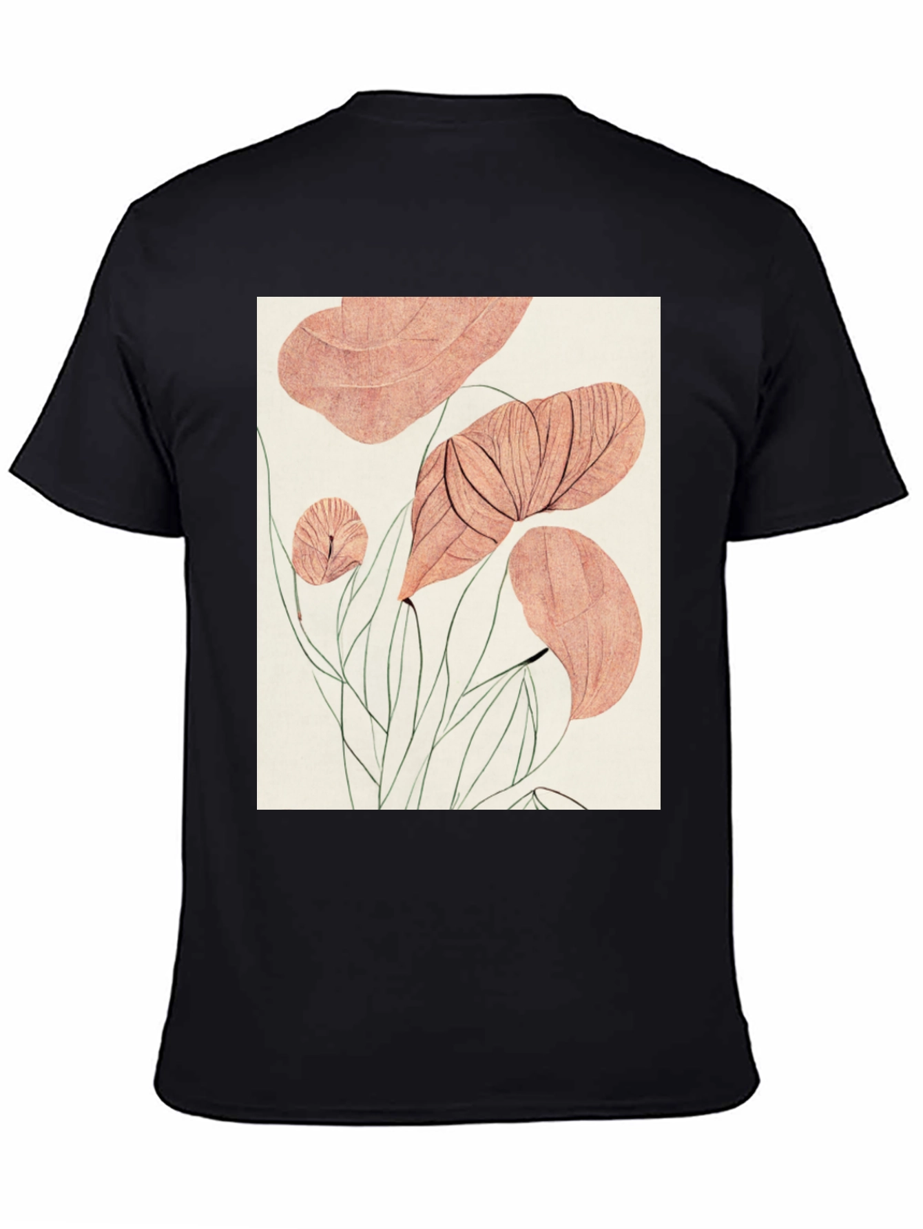Botanical Print Black T-Shirt