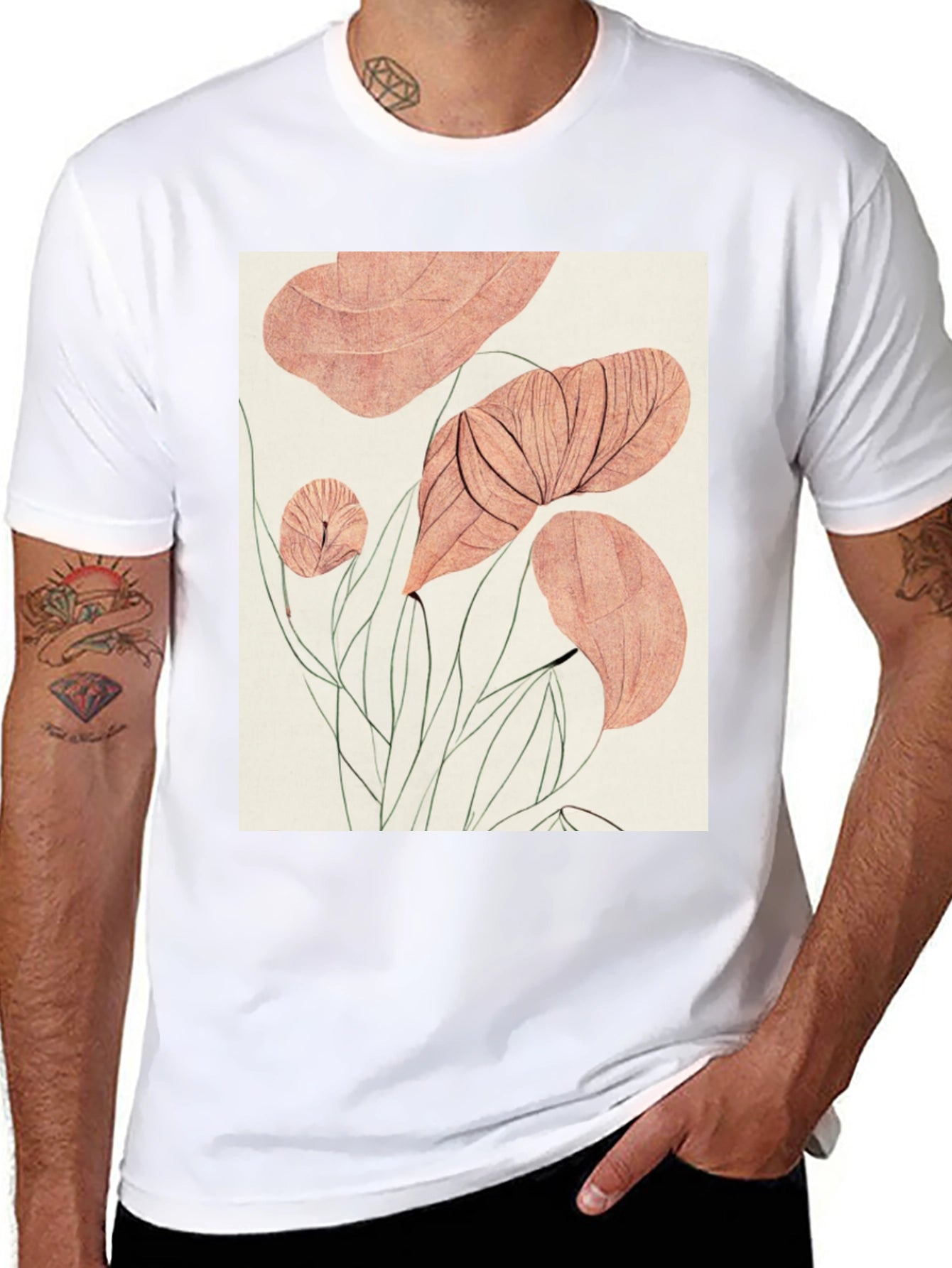 Botanical Print Black T-Shirt