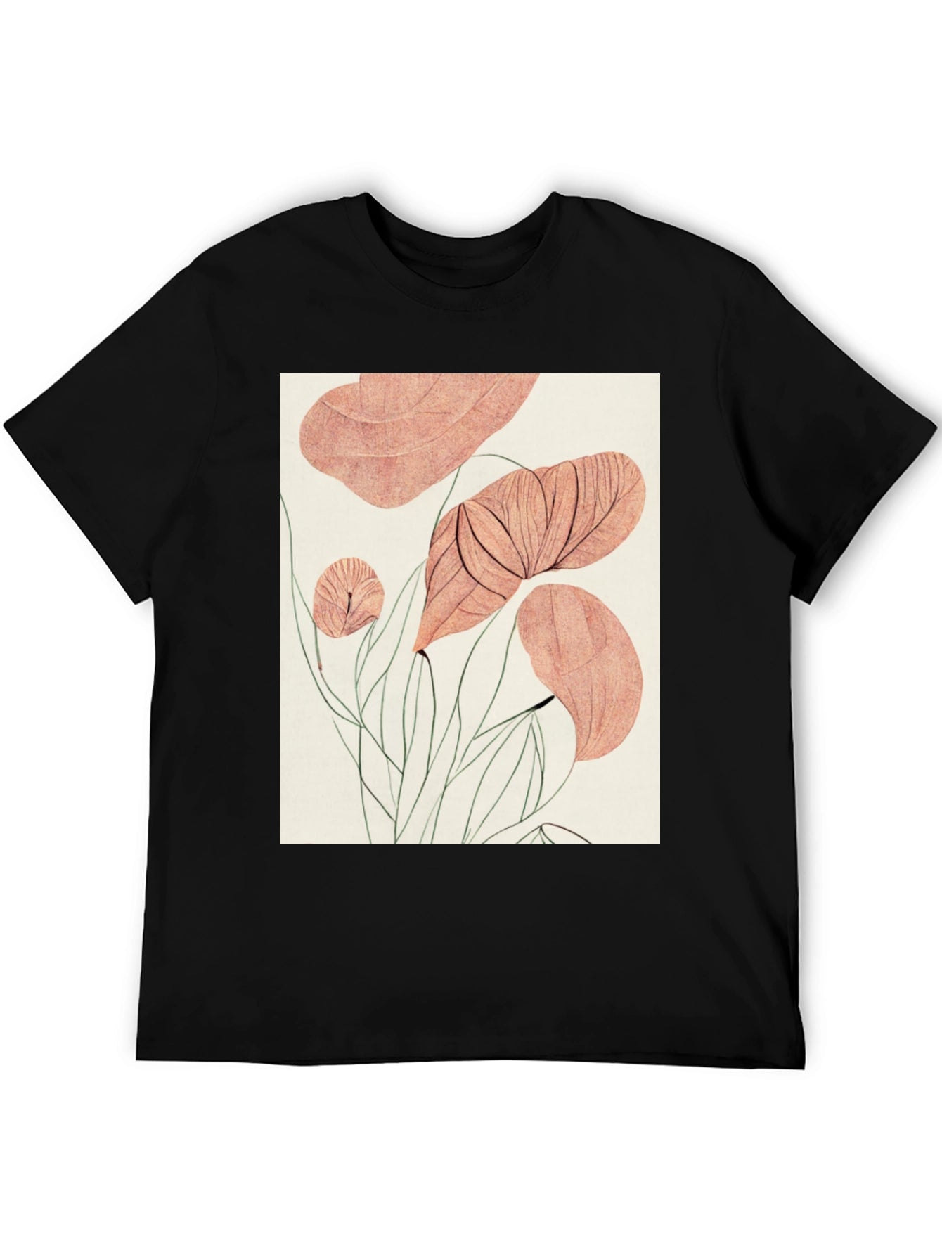 Botanical Print Black T-Shirt
