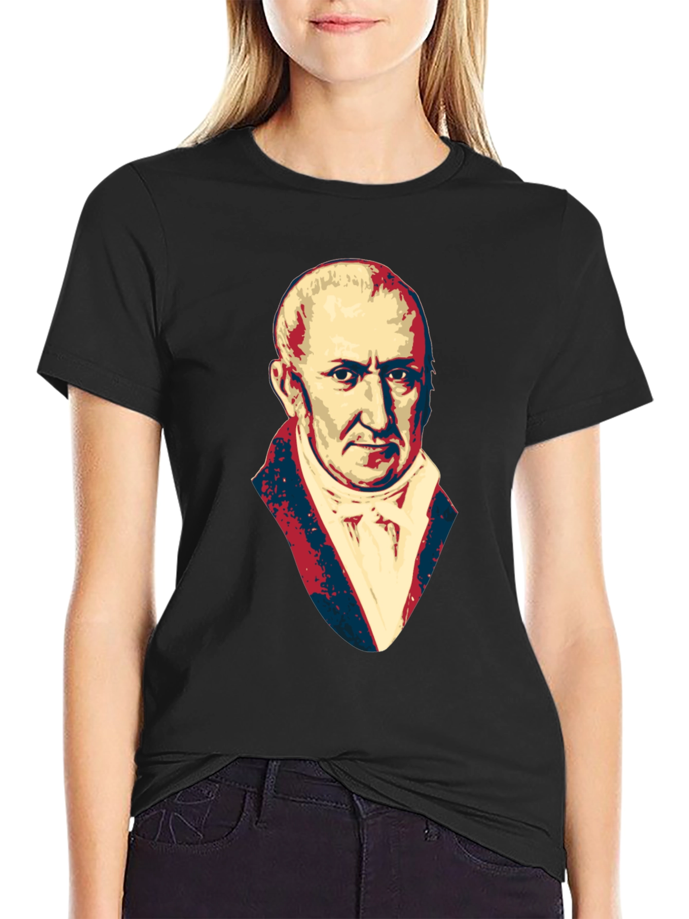 Mens Black T-Shirt with Portrait Graphic
