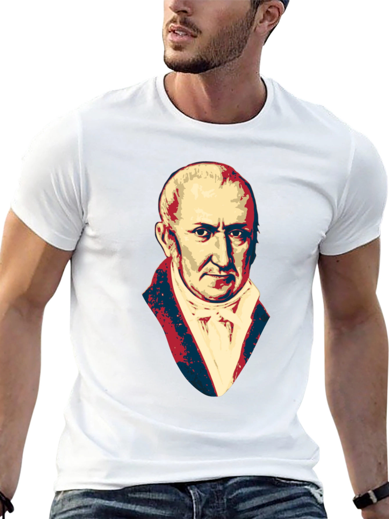 Mens Black T-Shirt with Portrait Graphic