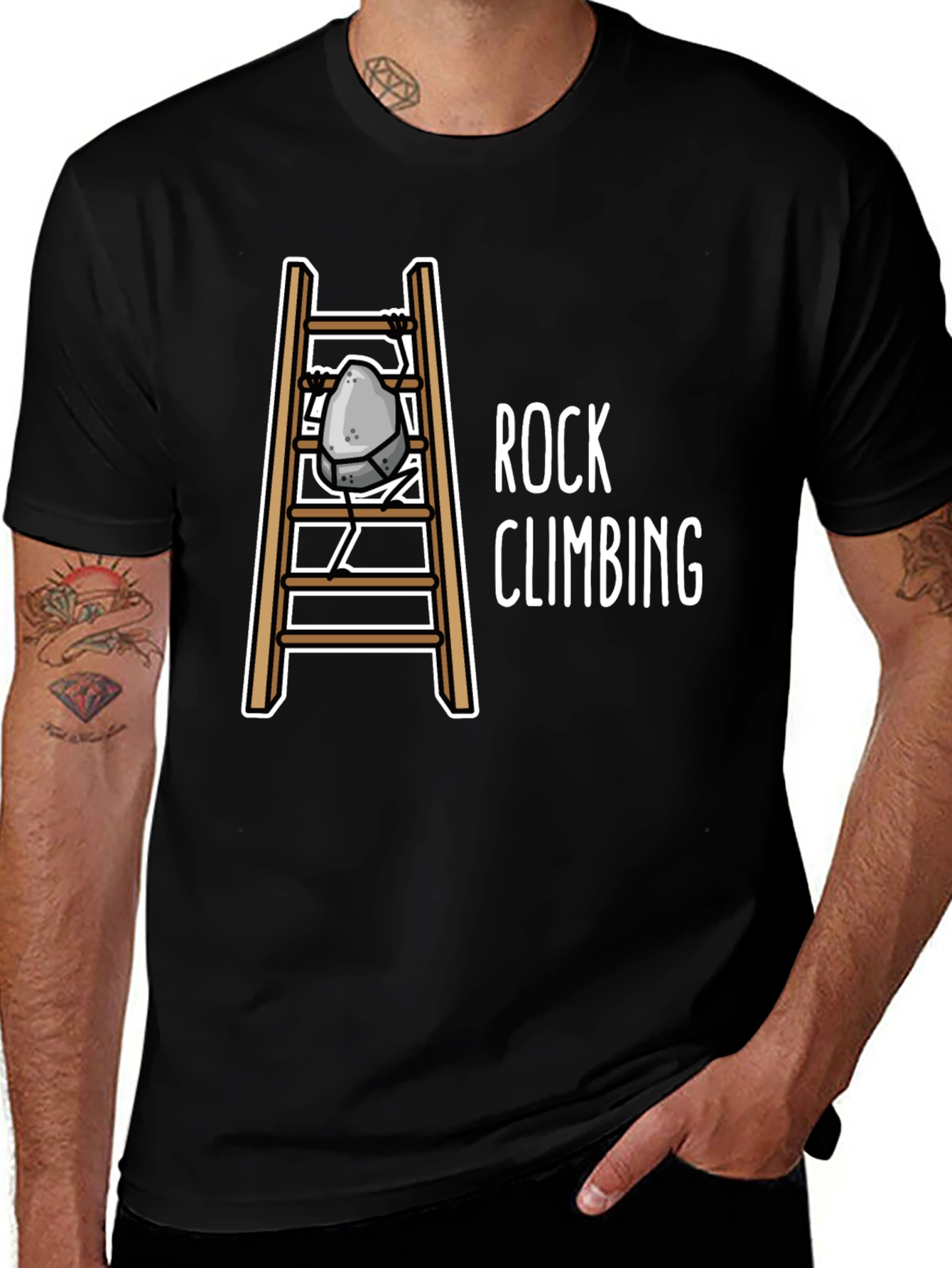 Rock Climbing Humor T-Shirt - Ladder Design