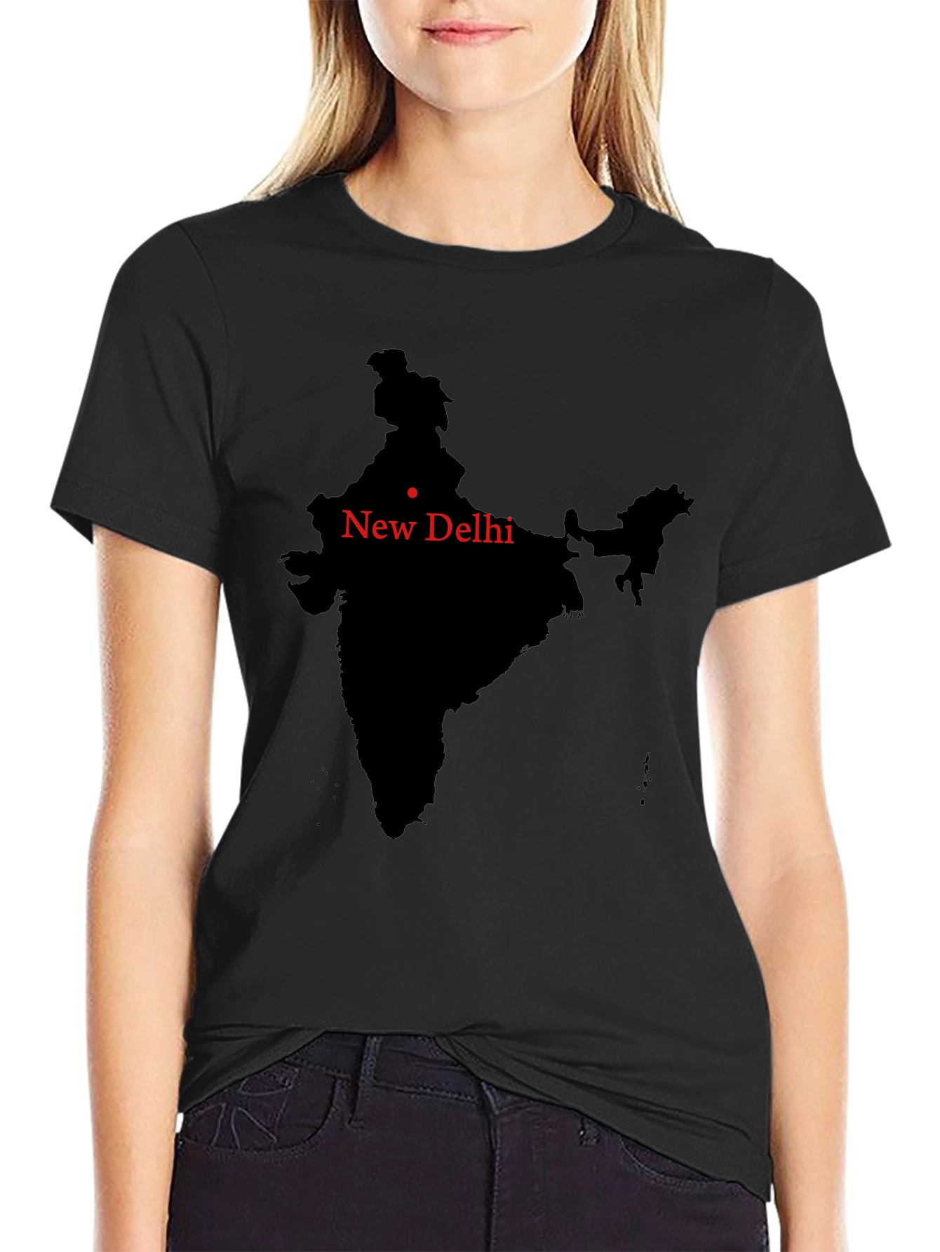 India Map New Delhi Mens Black T-Shirt
