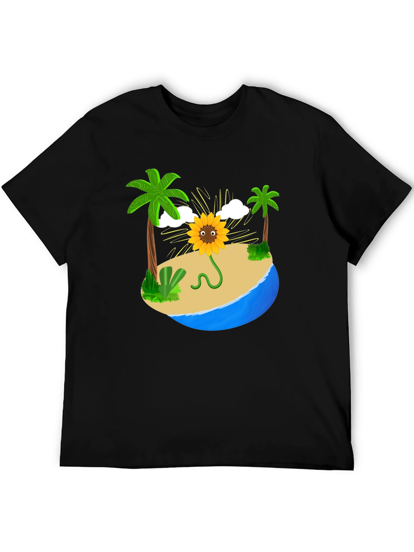 Sunflower Island Graphic Tee - Mens Black T-Shirt