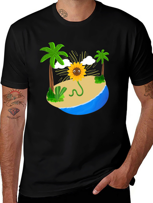 Sunflower Island Graphic Tee - Mens Black T-Shirt